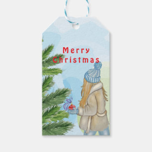 Wasserfarben-Weihnachtsbaum-Papierteller Geschenkanhänger