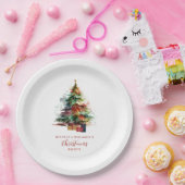 Wasserfarben-Weihnachtsbaum-Party Pappteller (Party)