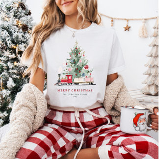 Wasserfarben-Weihnachtsbaum-Spielzeugzug Maßgeschn T-Shirt
