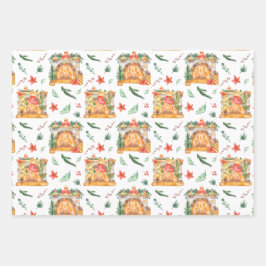 Wasserfarben Weihnachtsfeuerwehr präsentiert Gnome Geschenkpapier Set