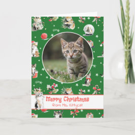 Wasserfarben-Weihnachtskatzen Personalisiertes Fot Feiertagskarte