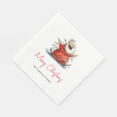 Wasserfarben-Weihnachtsmann Lustige editierbare Fe Serviette (Ecke)