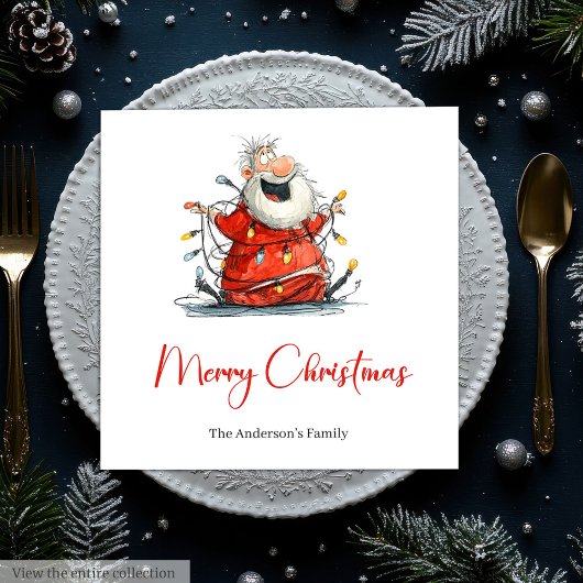 Wasserfarben-Weihnachtsmann Lustige editierbare Fe Serviette