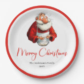 Wasserfarben-Weihnachtsmann Lustige Personalisiert Pappteller (Vorderseite)
