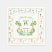 Wasserfarben-Weihnachtsmonogramm-Wappen Weihnachte Serviette (Vorderseite)