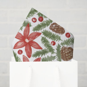 Wasserfarben-Weihnachtsmuster mit Weihnachtsstern Seidenpapier
