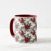Wasserfarben-Weihnachtsstern-Muster Tasse (Vorderseite Links)