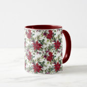 Wasserfarben-Weihnachtsstern-Muster Tasse (VorderseiteRechts)