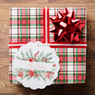 Wasserfarben-Weihnachtsstern und Grün Weihnachten Ornament Karte