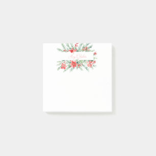 Wasserfarben-Weihnachtsstern und Grün Weihnachten Post-it Klebezettel