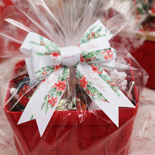 Wasserfarben-Weihnachtsstern und Grün Weihnachten Satinband