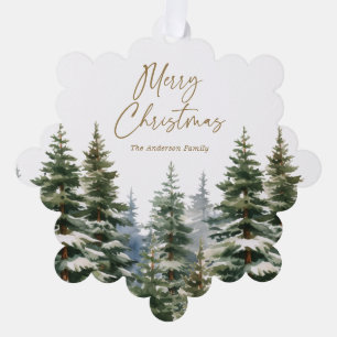 Wasserfarben-Weihnachtswald Ornament Karte