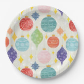 Wasserfarben Weihnachtsweihnachtsstext Pappteller (Vorderseite)