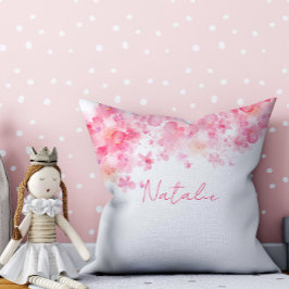 Wasserfarben, weiß pinkfarben werfen Kissen