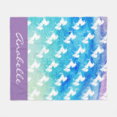 Wasserfarben Weiße Einhörnchen Muster | PERSONALIS Fleecedecke (Vorderseite (Horizontal))