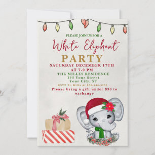 Wasserfarben-Weißer-Elefant-Geschenktauschparty Einladung
