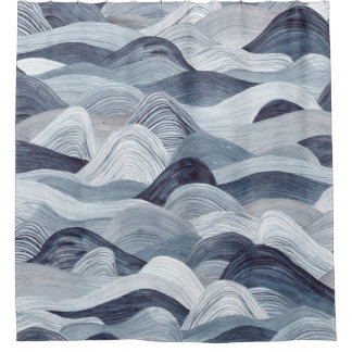 Wasserfarben-Wellenmuster. Nahtloser Hintergrund.  Duschvorhang