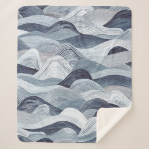 Wasserfarben-Wellenmuster. Nahtloser Hintergrund. Sherpadecke