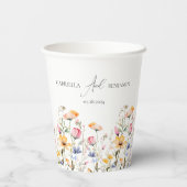 Wasserfarben-Wiese-Wildblume Klassische Hochzeit Pappbecher (Rückseite)