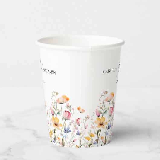 Wasserfarben-Wiese-Wildblume Klassische Hochzeit Pappbecher (Rechts)