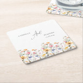 Wasserfarben-Wiese-Wildblume Klassische Hochzeit Rechteckiger Pappuntersetzer (angewinkelt)