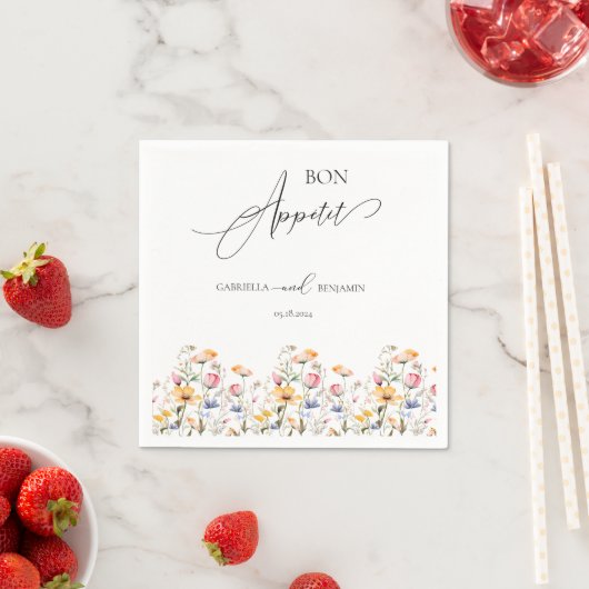 Wasserfarben-Wiese-Wildblume Klassische Hochzeit Serviette (Beispiel)