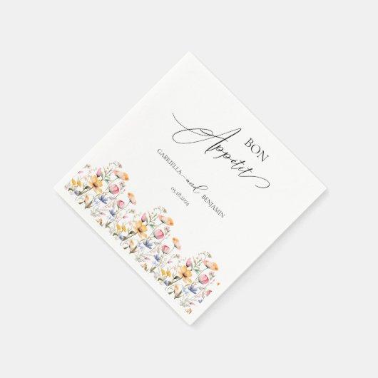 Wasserfarben-Wiese-Wildblume Klassische Hochzeit Serviette (Ecke)