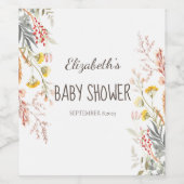 Wasserfarben-Wildblume: Austrocknung Weinetikett (Einzelnes Label)