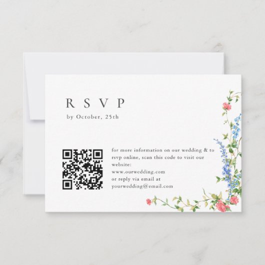 Wasserfarben-Wildblume Bohemische Hochzeit-RSVP RSVP Karte (Vorderseite)