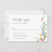 Wasserfarben-Wildblume Bohemische Hochzeit-RSVP RSVP Karte (Vorderseite)