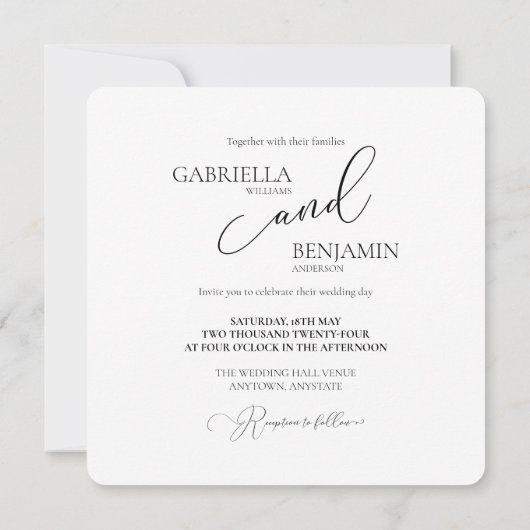 Wasserfarben Wildblume Einfache Hochzeit Einladung (Rückseite)