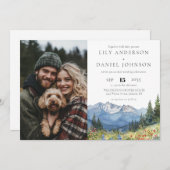 Wasserfarben Wildblume Foto Hochzeit Einladung (Vorne/Hinten)