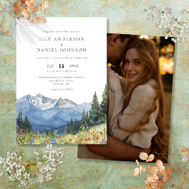 Wasserfarben Wildblume Foto Hochzeit Einladung