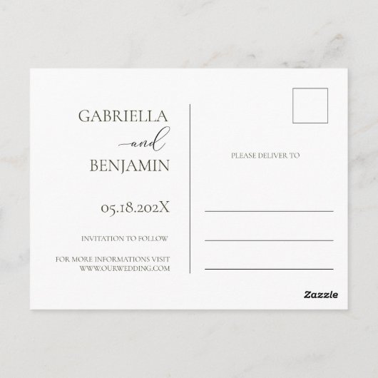 Wasserfarben-Wildblume Save the Date Hochzeit Postkarte (Rückseite)