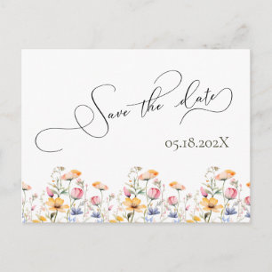 Wasserfarben-Wildblume Save the Date Hochzeit Postkarte
