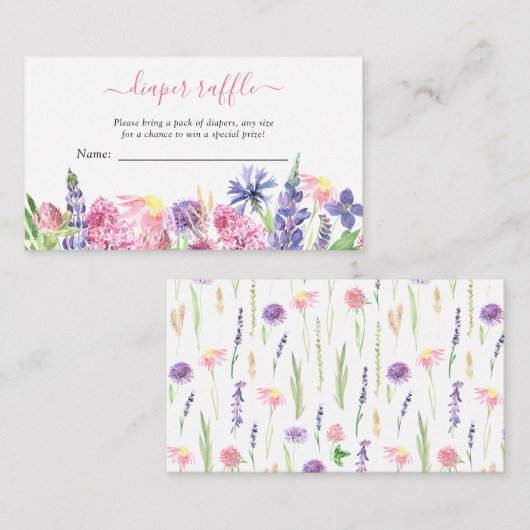 Wasserfarben-Wildblume Windelwinddusche Begleitkarte (Vorne/Hinten)