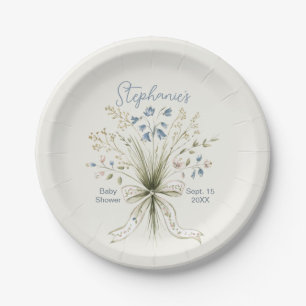 Wasserfarben-Wildblumen-Baby-Party Pappteller