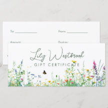 Wasserfarben-Wildblumen-Blumengeschenkgutschein