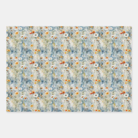 Wasserfarben-Wildblumen Frühjahrswiese Geschenkpapier Set (Vorderseite 2)