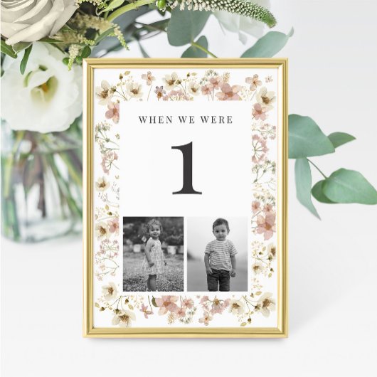 Wasserfarben-Wildblumen-Hochzeit-Alter-Tischnummer Tischnummer