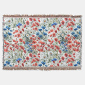 Wasserfarben-Wildblumen-Mohn-Daisy-Wurfdecke Decke (Vorderseite)
