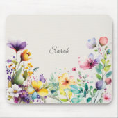 Wasserfarben-Wildblumen-personalisierte Mauspad (Vorne)