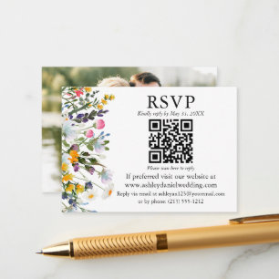 Wasserfarben Wildblumen QR UAWG Hochzeit Begleitkarte