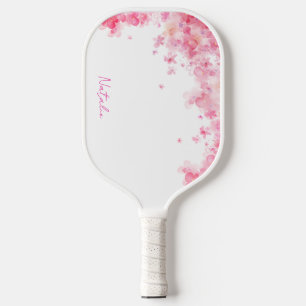 Wasserfarben-Wildblumen-Rosé Weiß Name Pickleball Schläger