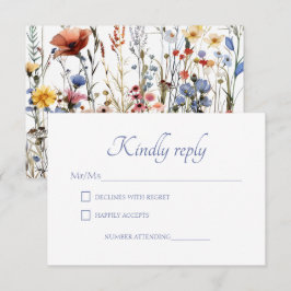 Wasserfarben-Wildblumen RSVP Karte
