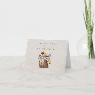 Wasserfarben-Wildblumen-Teeparty-Brautjunggesellin Dankeskarte