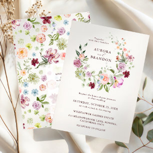 Wasserfarben-Wildblumengarten-Hochzeit  Einladung