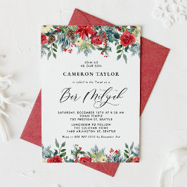 Wasserfarben Winter Blooms Floral Bar Mitzvah Einladung