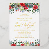 Wasserfarben Winter Blütenbäume florales Bat Mitzv Folieneinladung (Vorderseite)