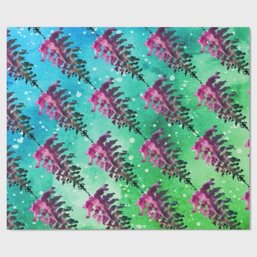 Wasserfarben Winter Weihnachtswald Hirsche Tiere W Geschenkpapier (Flach)